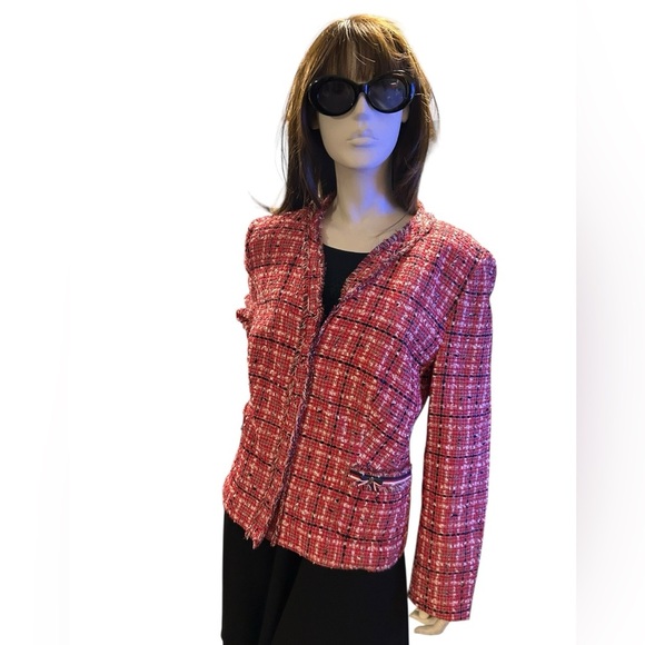Basler Gmbh Black, Red, and White Size 16 Tweed Plaid Ladies Jacket - Picture 6 of 13